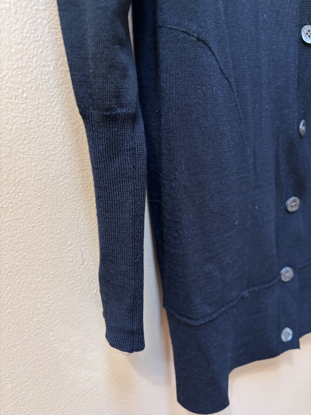 J. Crew Infinity Black Merino Wool Long Button Down Cardigan Sweater Size M - Picture 3 of 7